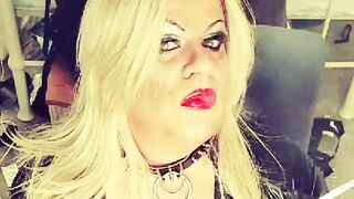 red lipstick smoking cougar inside pvc