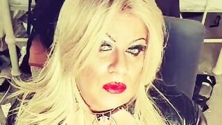 red lipstick smoking cougar inside pvc