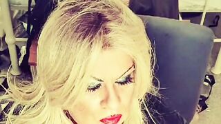 red lipstick smoking cougar inside pvc