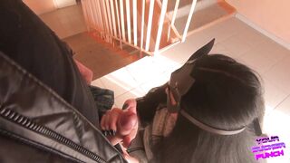 Risky Bj on Stairs of the Mall