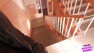 Risky Bj on Stairs of the Mall