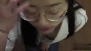 Asian oral sex with glasses