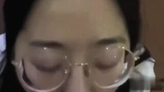 Asian oral sex with glasses