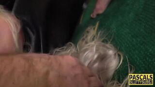 Big Titted cougar gets ballgagged and plowed
