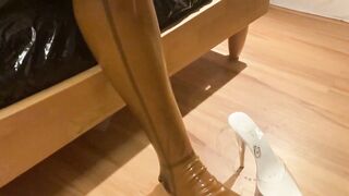 Dressing up into Heels and Pvc for requested Bondage Tape