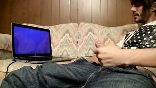 Hairy straight thug solo masturbate and cum blasts
