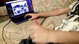 Hairy straight thug solo masturbate and cum blasts