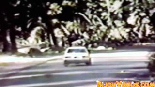 Retro backdoor bandits bare fuck outdoors and spray big load