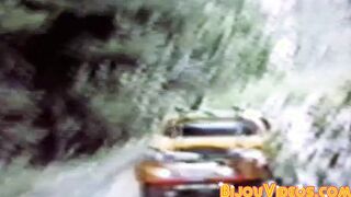 Retro backdoor bandits bare fuck outdoors and spray big load