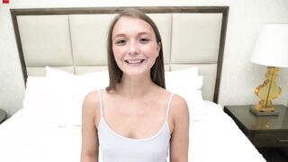 This tall blonde 18 year old with nice titties is brand new to porn