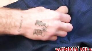 Ginger amateur tugging his long fat cock and blasting cum