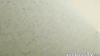 Young Japanese chick hammered after giving sloppy blowjob