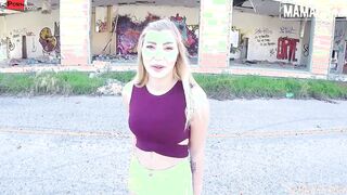 MAMACITAZ - Blonde beauty Vyvan Hill Shows Off Her Cock Riding Skillz Outdoors