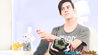 Young sweet twinkie enjoys getting his mouth and ass stuffed
