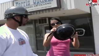Thin slut with a pierced snatch pick up inside a