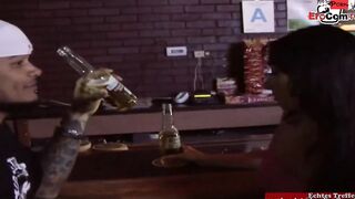 Thin slut with a pierced snatch pick up inside a