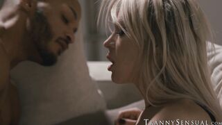 Lusty Tgirl Aubrey Kate fucked by black stud after blowjob