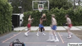 Trans basketball referee gets ass barebacked by players