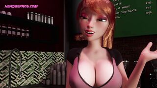 3D SHEMALE XX Barista REALISTIC Cumshots