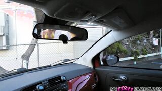 Stepsister apologizes while rubbing on my cock in car