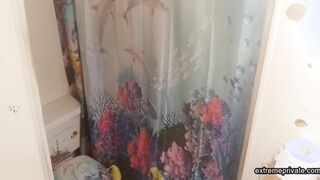stepmom with tattoo boobs spied in the shower
