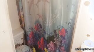 stepmom with tattoo boobs spied in the shower