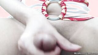 Asian trans wanks big cock on webcam show
