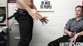 Twink gay Cole Church pleasured by hunk officer Marco Napoli