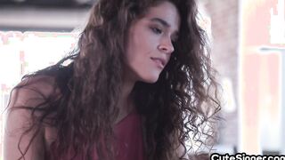 Cute sinful babe pussylicked and fucked on massage table