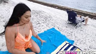 Stepsister teasing me with her big tits