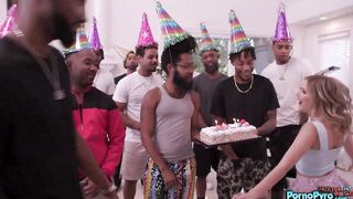 Teen Coco Lovelock Gets To Suck On A Bunch Of Big Black Cocks For Her B-Day