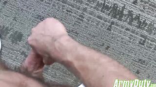 Sexy army dude Craig Cameron wanking his fat stiff pole