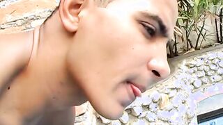 Muscular bodybuilder fucks his young Latino friend anally