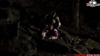 African haired Girl with natural breasts plowed anal outdoors