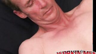 Skinny dude gives head and tugs his tiny dick until he cums