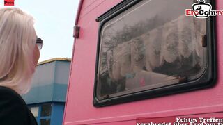 Sensual german blonde Older fucks into a Camper Van