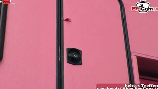 Sensual german blonde Older fucks into a Camper Van