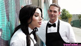 Stud waiter fucked horny shemale friend