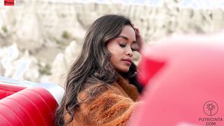 chinese Putri Cinta touching her round breasts and soak snatch