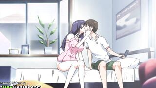 Horny college babe with big tits helps shy friend to cum