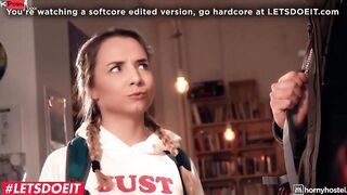 HORNYHOSTEL - (Mr. Gigantic Fat Dick, Mona Blue) - Skinny Step Sister Getting Her Asshole Nailed! Hard By Her Horny