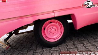 Slim tiny hooters skank fucked into a camper van after the pick up
