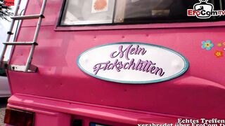 Slim tiny hooters skank fucked into a camper van after the pick up
