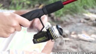 Two Latinos and a white guy fuck in bareback threesome