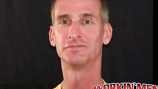 Gay mature pervert tugs his erect dick and sprays jizz
