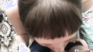 Dark Hair stepsister with nice titted sucks a dick