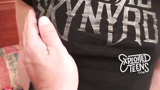 Thin 19 yo with pigtails sucks cock point of see style