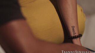 Kinky redhead tranny Rubi Maxim rides BBC hardcore and bare