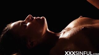 Sensual babe BBC fucked in romantic darkness