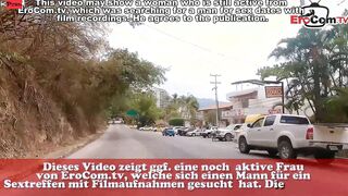 German slender Cougar pick up dude on street for real sexdate